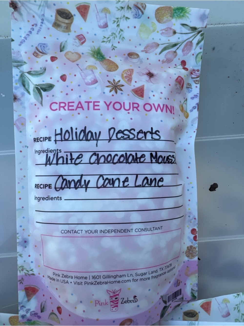 Pink Zebra Holiday Desserts Scent Sachet - White & Pink